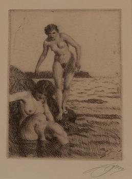 Anders Zorn, etching, 1917, signed in pencil.