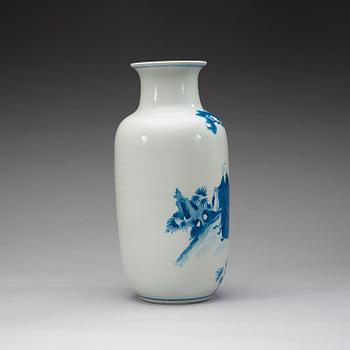 A blue and withe vase, 20th Century with Kangxi six character mark.