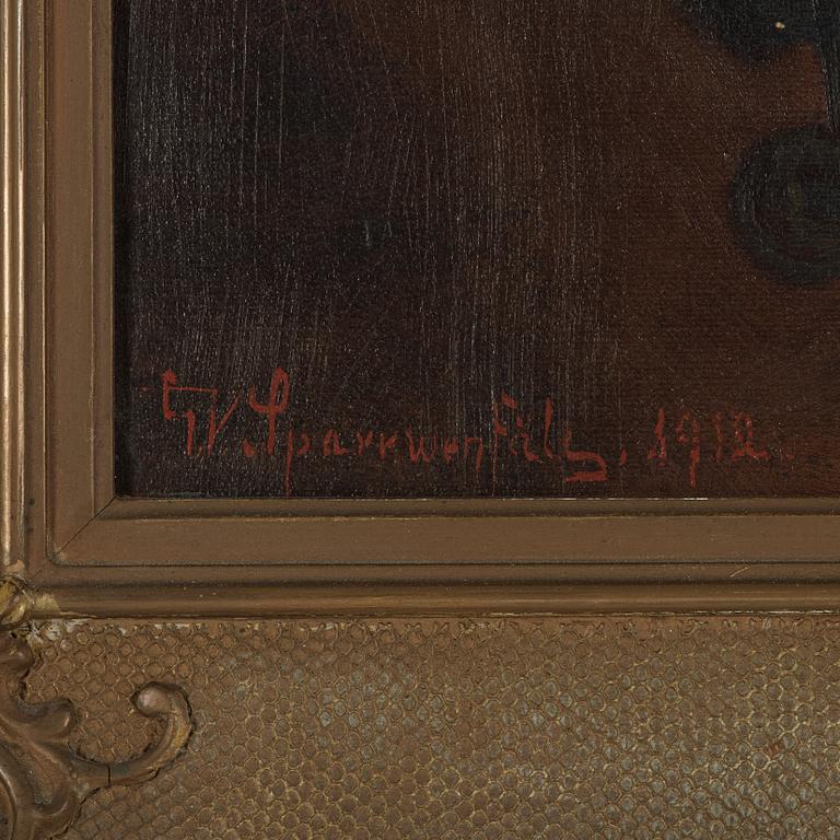 UNKNOWN ARTIST, 19/20TH CENTURY, oil on canvas, signed GV Sparrwenfält and dated 1912. Copy after Louis Asher.