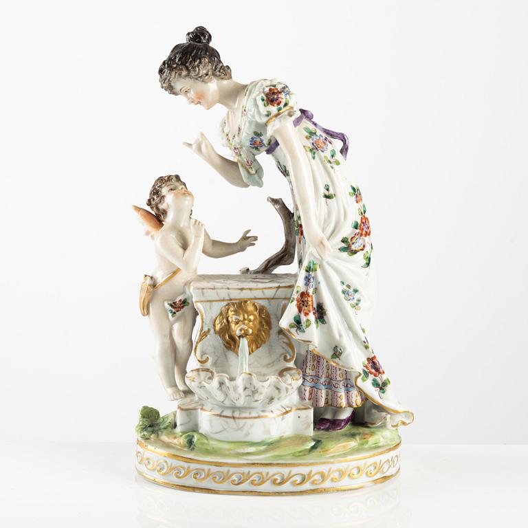 Figurin, porslin, Neapelliknande märke, omkring år 1900.