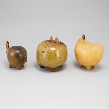 A set of three "Stora Zoo" stoneware figurines by Lisa Larson for Gustavsberg.
