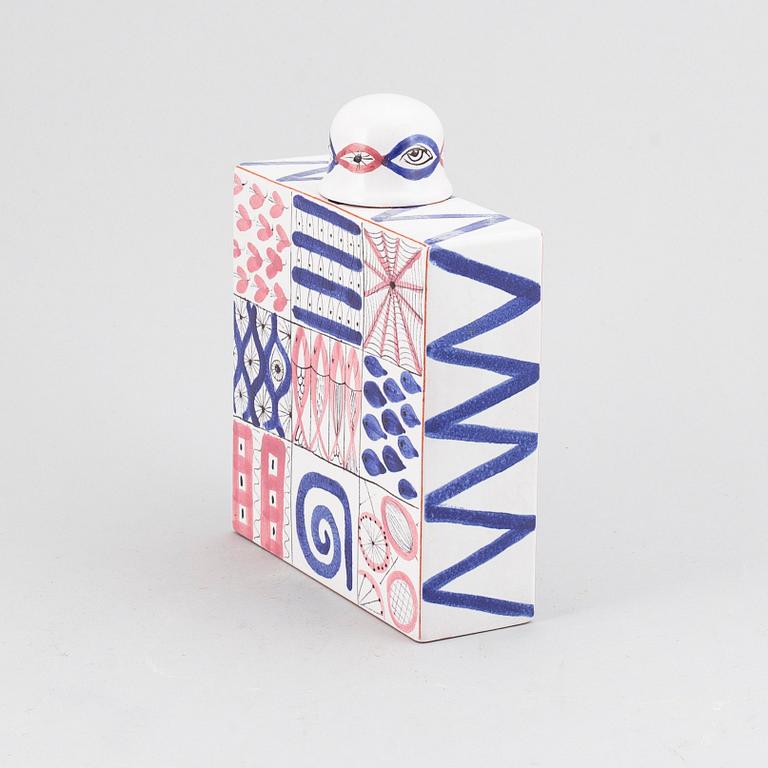 STIG LINDBERG, a faiance flask with cover, Gustavsberg Studio, mid 20th century.