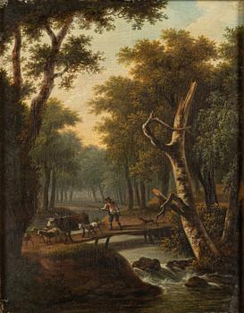 Okänd konstnär, 1800-tal. Herde med boskap.
