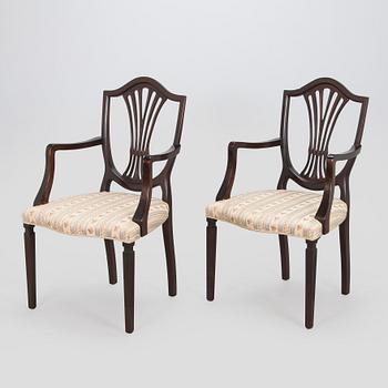 Stolar, 16 st och karmstolar 2 st, Hepplewhite-stil, 1900-talets andra hälft.