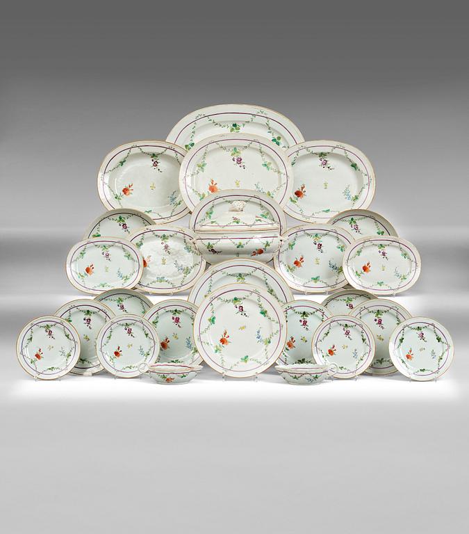 A famille rose dinner service, Qing dynasty, Qianlong (1736-95). (115 pieces).