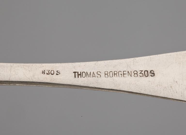MATSKEDAR, 6 st, silver, Magnus Aase, Bergen, verksam 1876-1953. Total vikt ca 238g.