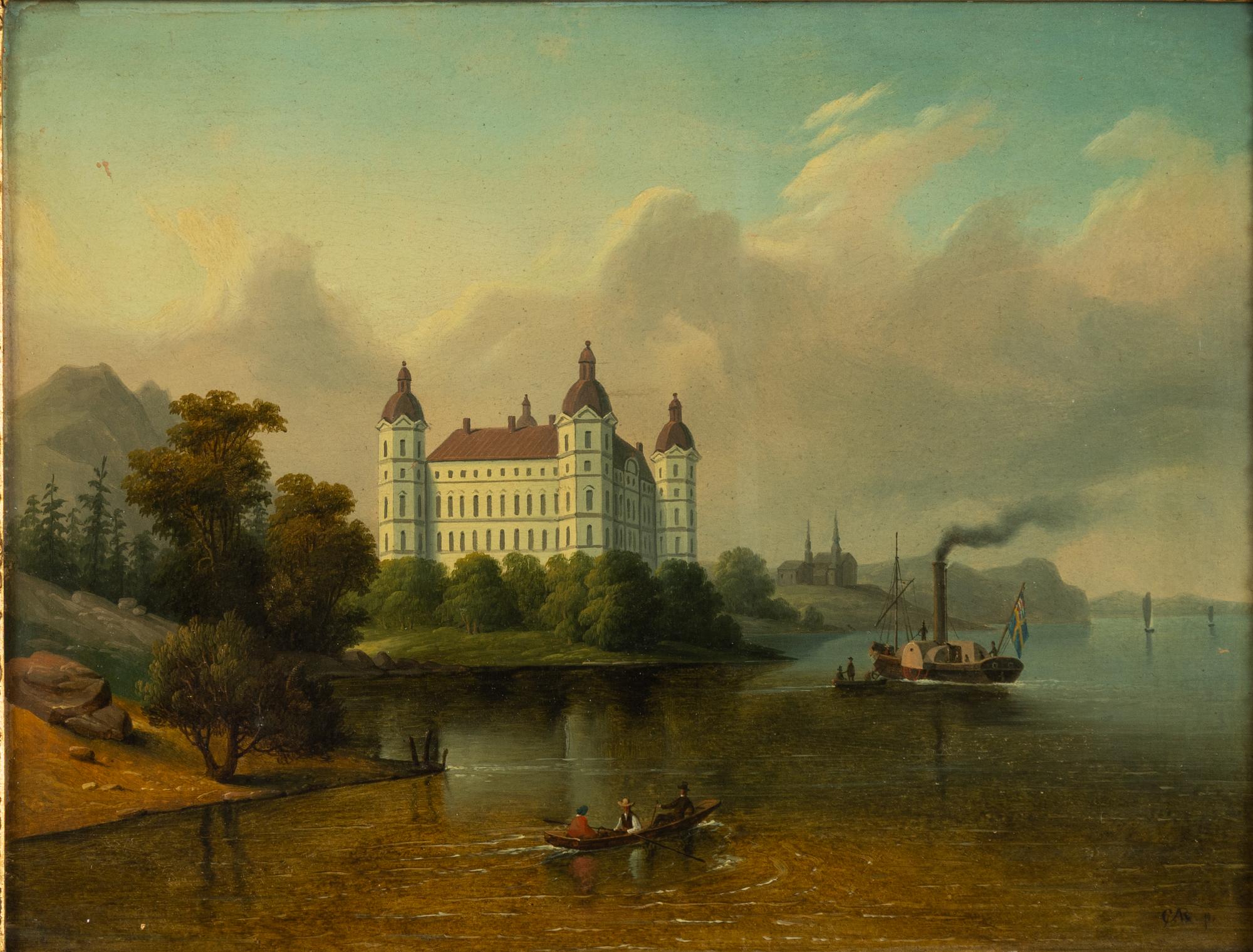 Carl Abraham Rothstén, Figures and boats on Skofjärden in Mälaren by Skokloster Castle.