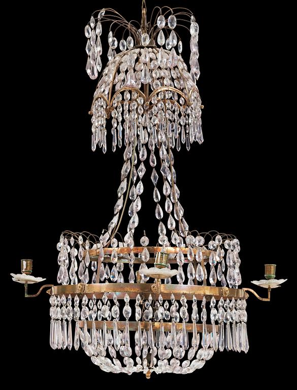 A late Gustavian circa 1800 five-light chandelier.