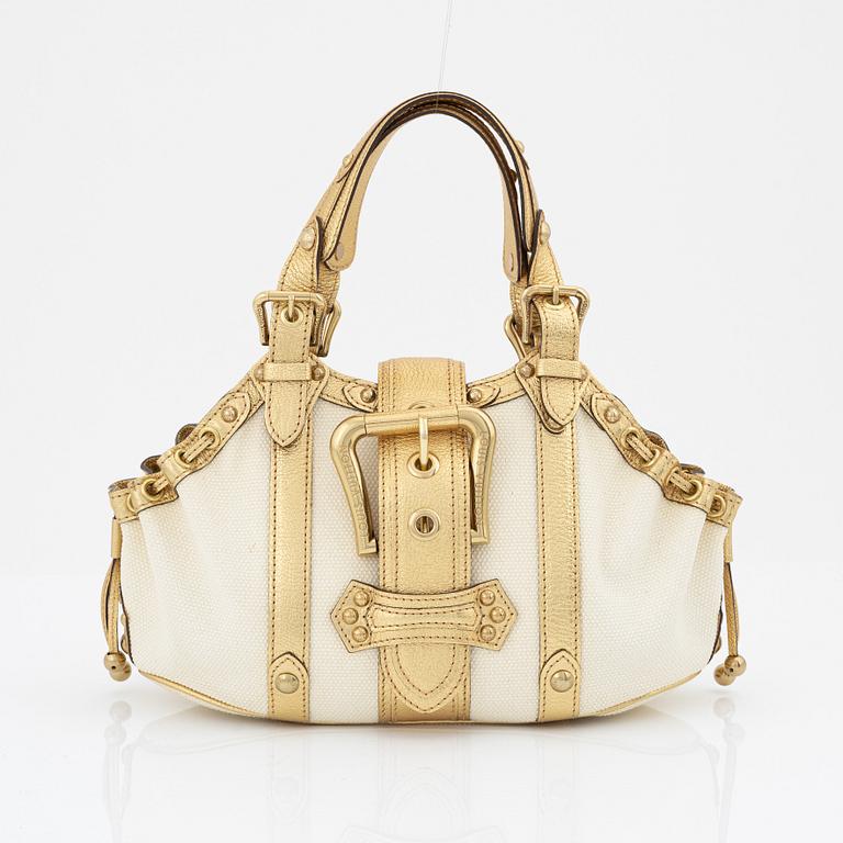Louis Vuitton, a white canvas and gold 'Theda PM' bag, 2004.
