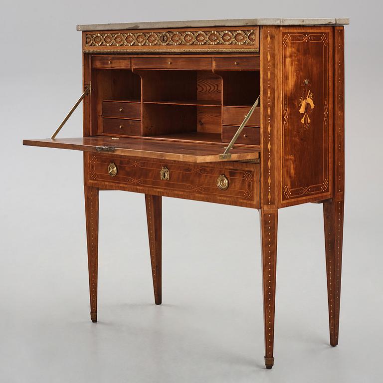 A Gustavian marquetry and ormolu-mounted secretaire by N. P. Stenström (master in Stockholm 1781-90).