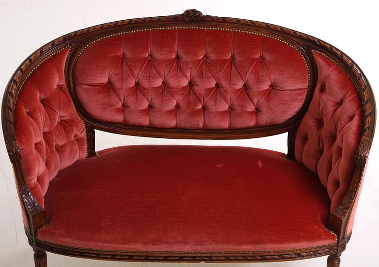 SALONGSMÖBEL, 3 delar, Louis XVI´stil, 1900-tal.