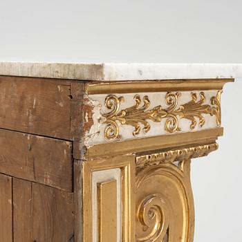 A Swedish late Empire giltwood and marble console, 1830's/40's.