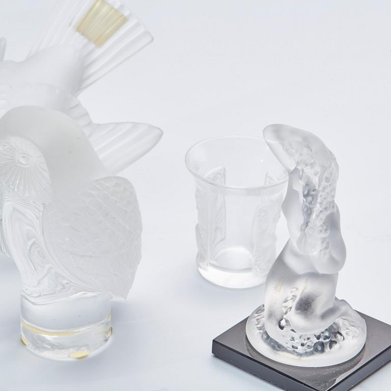 FIGURINER, 8 st, Lalique, glas, 1900-talets andra hälft.