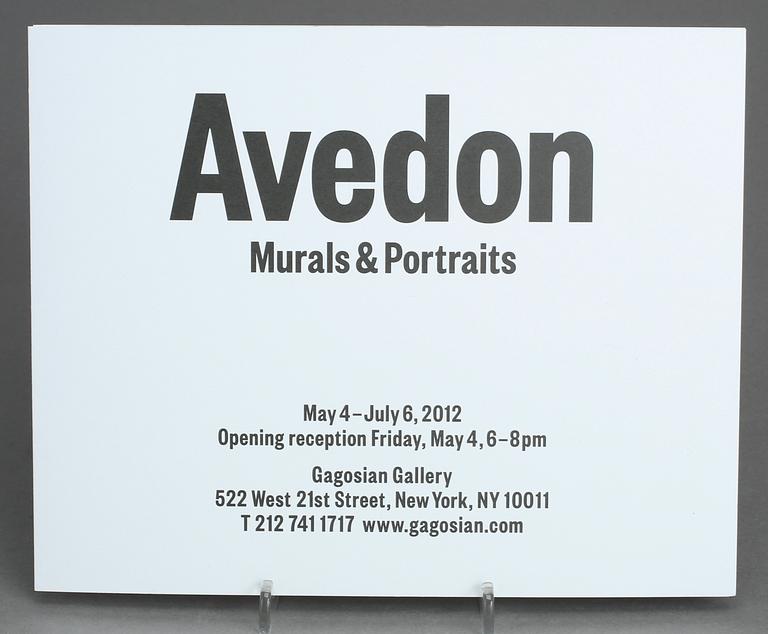INVITATIONCARDS / INBJUDNINGSKORT, 3 st,  "Murals & Portraits", "Avedon Women, "Avedon" ,Gagosian Gallery, New York.