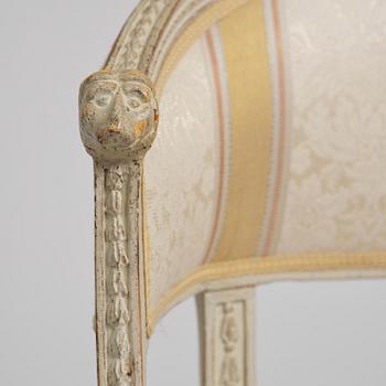 A matched pair of late Gustavian armchairs.
