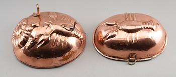 ALADÅBFORMAR, 2 st, koppar, 1800-tal.