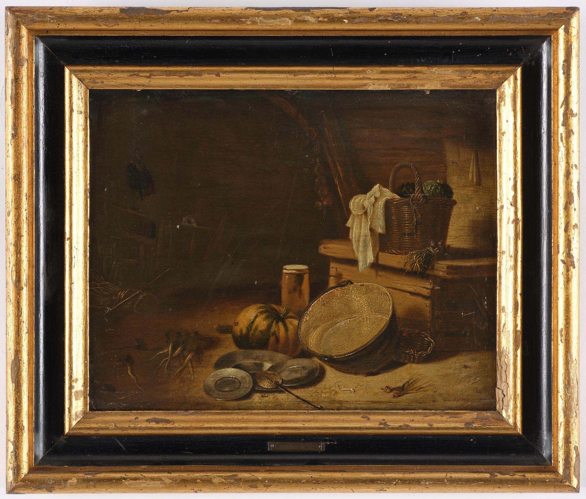 Willem Kalf, hans krets, Stilleben med köksattiraljer.