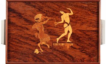 BIRGER EKMAN, bricka, Mjölby Intarsia, 1940-tal.