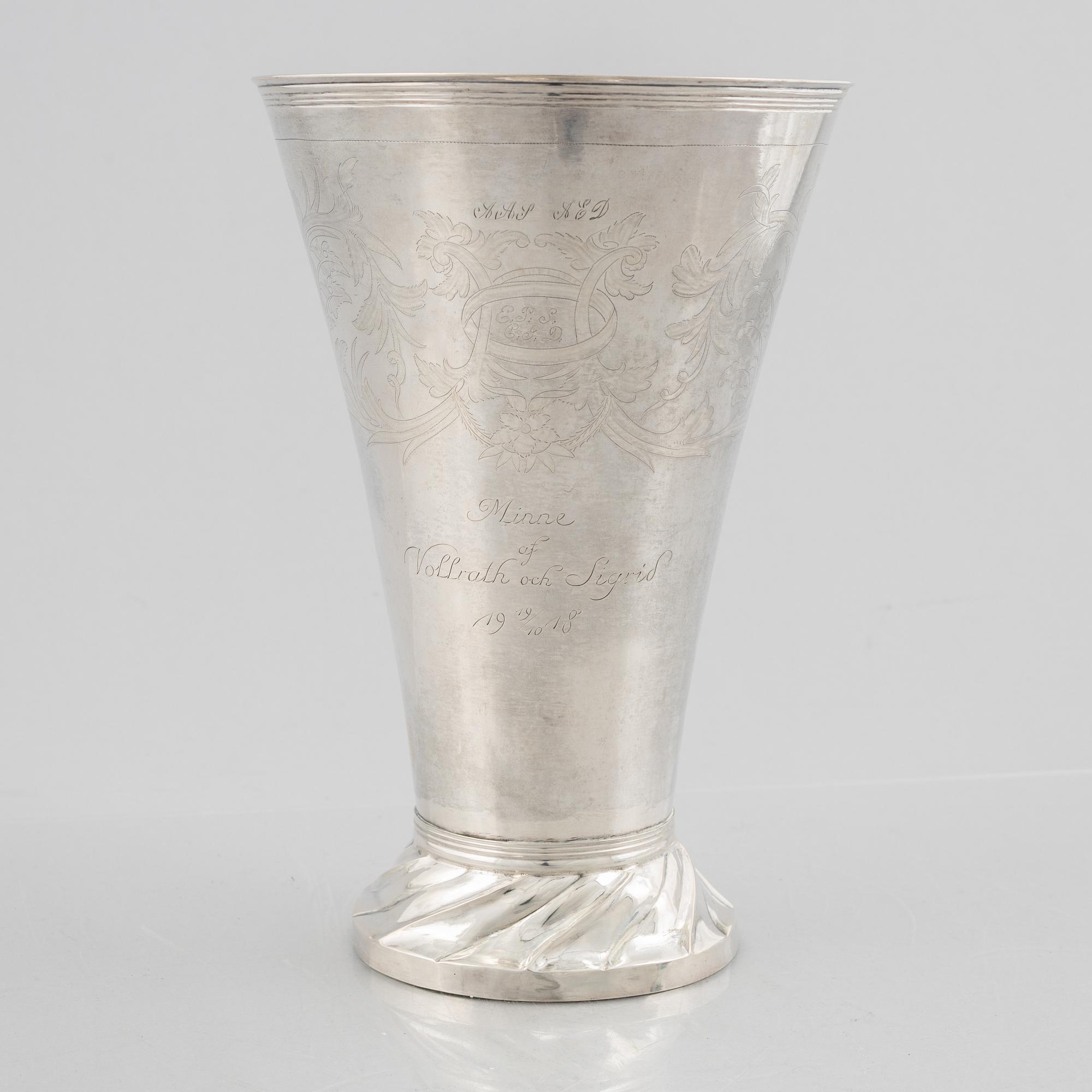 A silver beaker by Lars Löfgren, Hudiksvall (1797-1853).