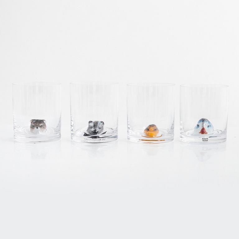 Ernst Billgren, glas, 8 st, New Friends, Kosta Boda.