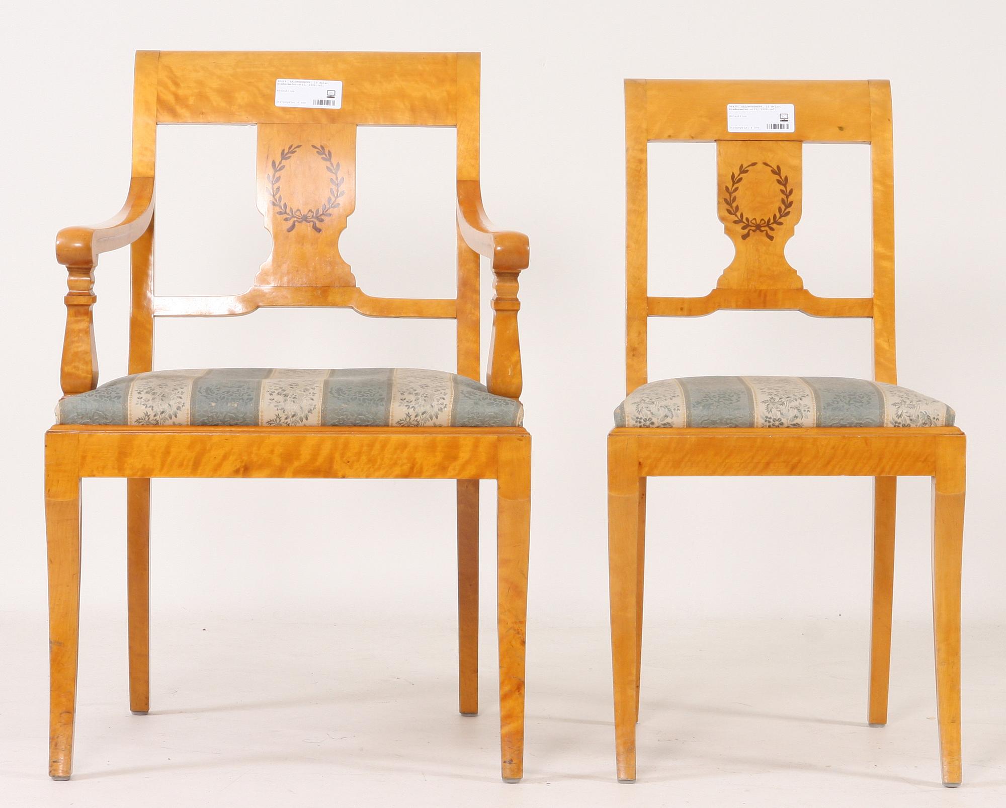 SALONGSGRUPP, 10 delar, biedermeier-stil, 1900-tal.