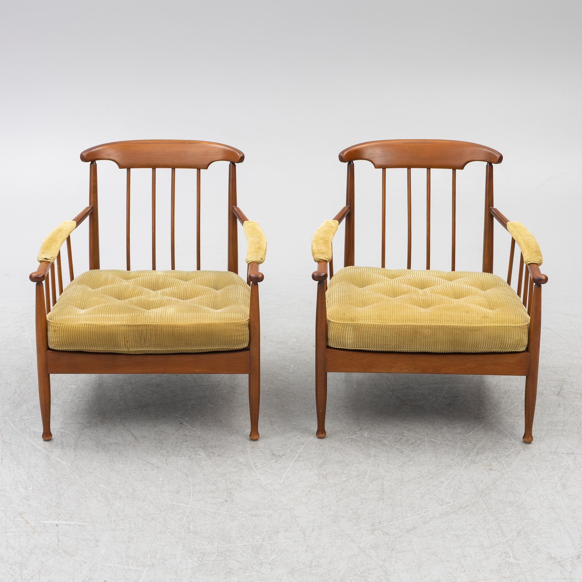 Kerstin Hörlin-Holmquist, A pair of "Skrindan" armchairs, mid-20th century.