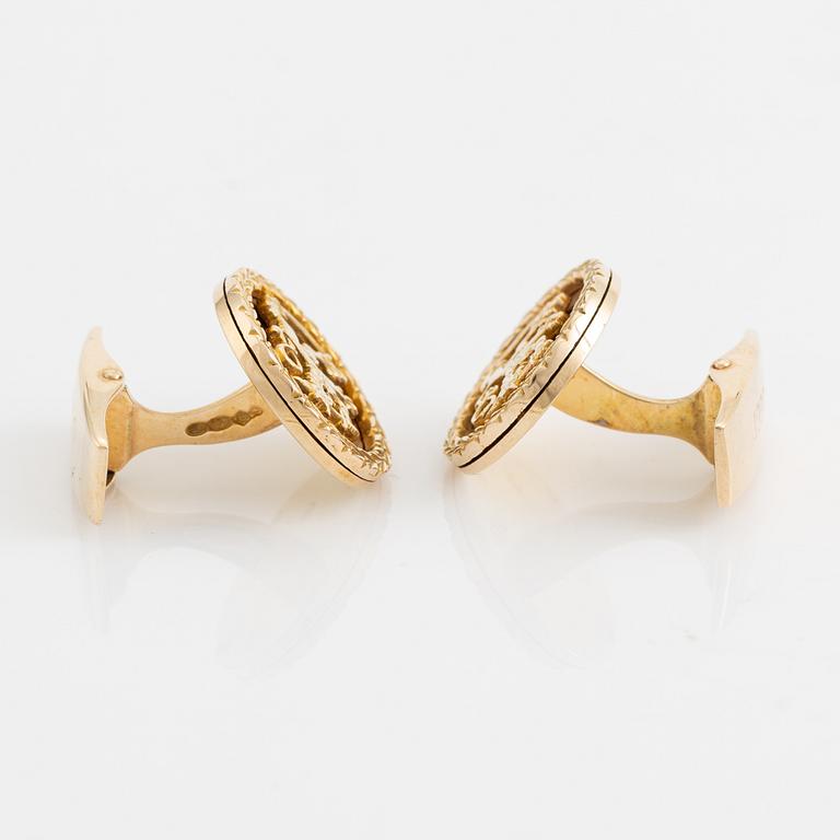 14K gold and enamel cufflinks, A. Tillander.