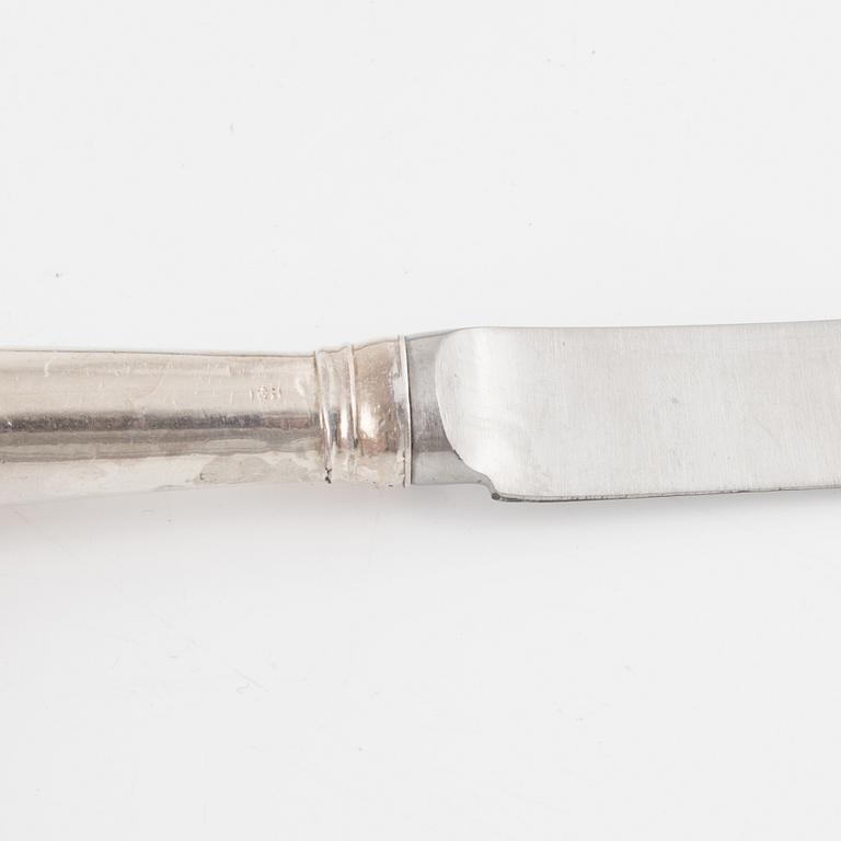 Knivar, 24 st, silver, pistolskaft, England, troligen 17/1800-tal.