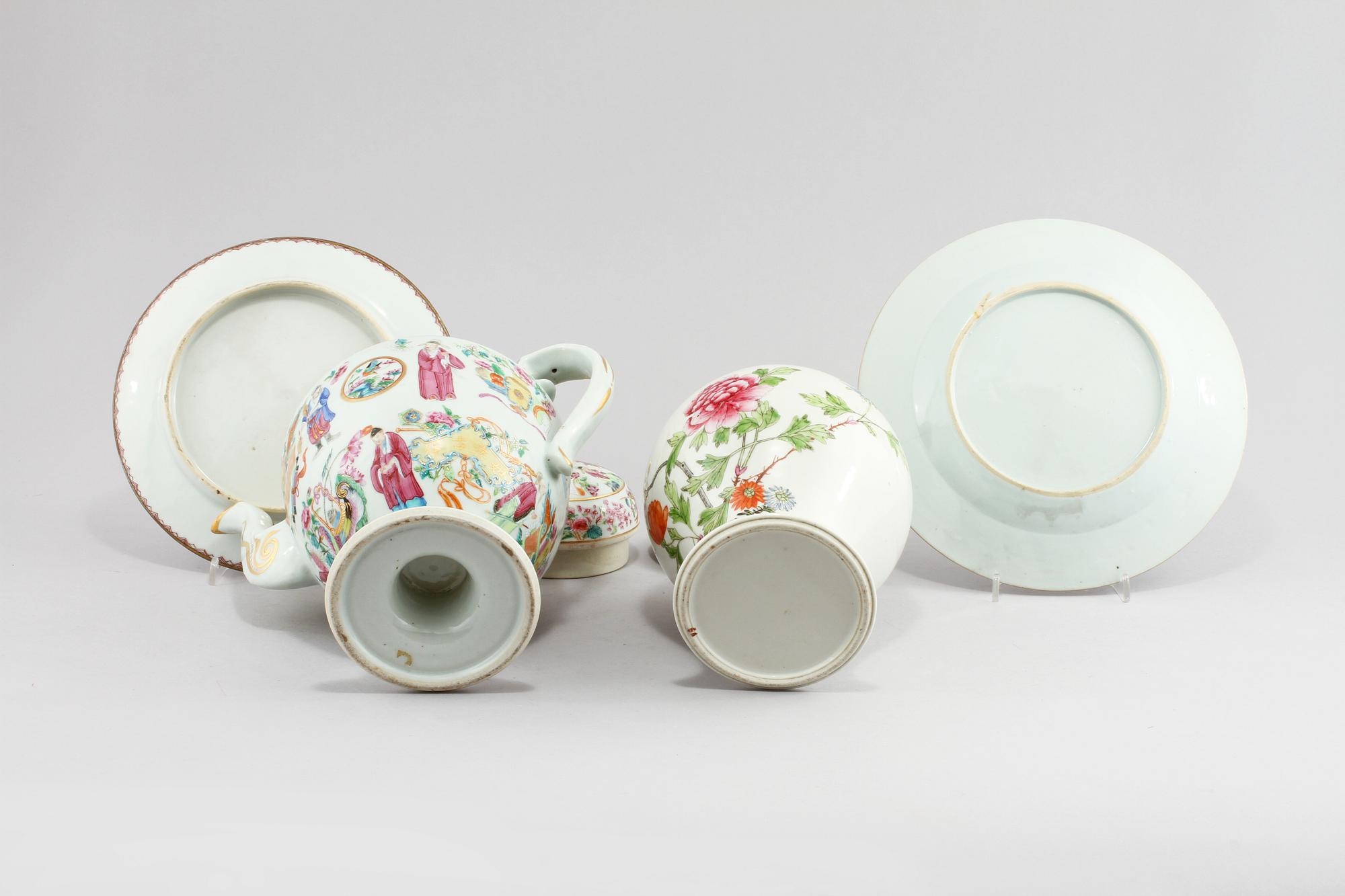 PARTI PORSLIN, 4 delar, Kina, 1700-tal, 1800-tal samt 1900-tal.