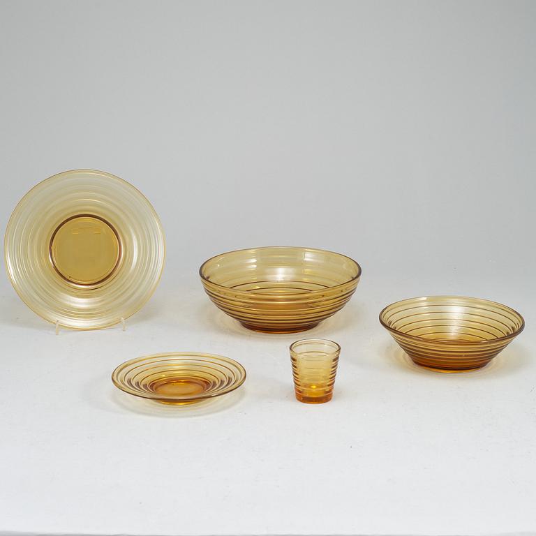 AINO AALTO, servisdelar, 15 st, glas, "Bölgeblick", Karhula, Finland, 1930-tal.
