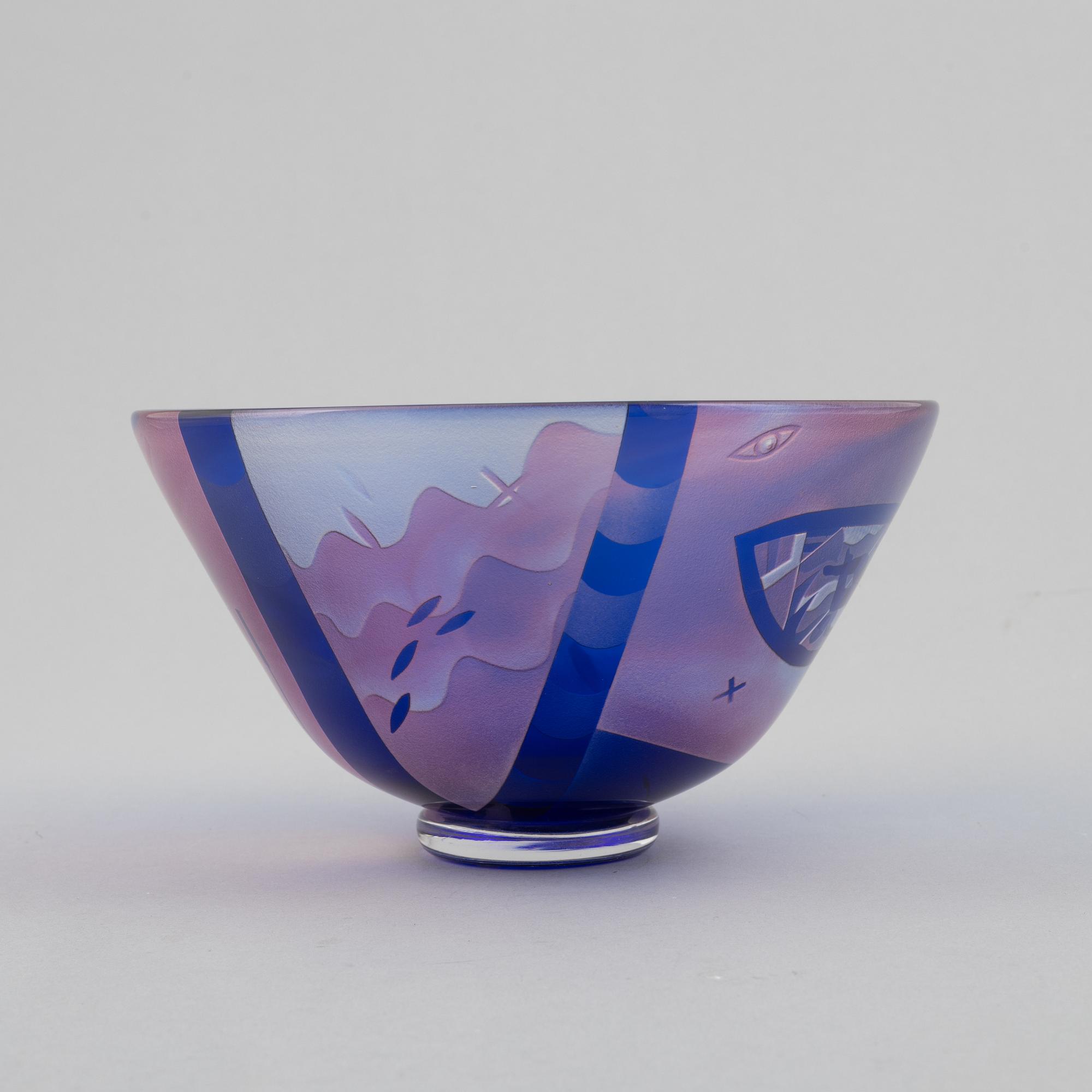 Bertil Vallien, a unique glass bowl, Kosta Boda, Sweden.