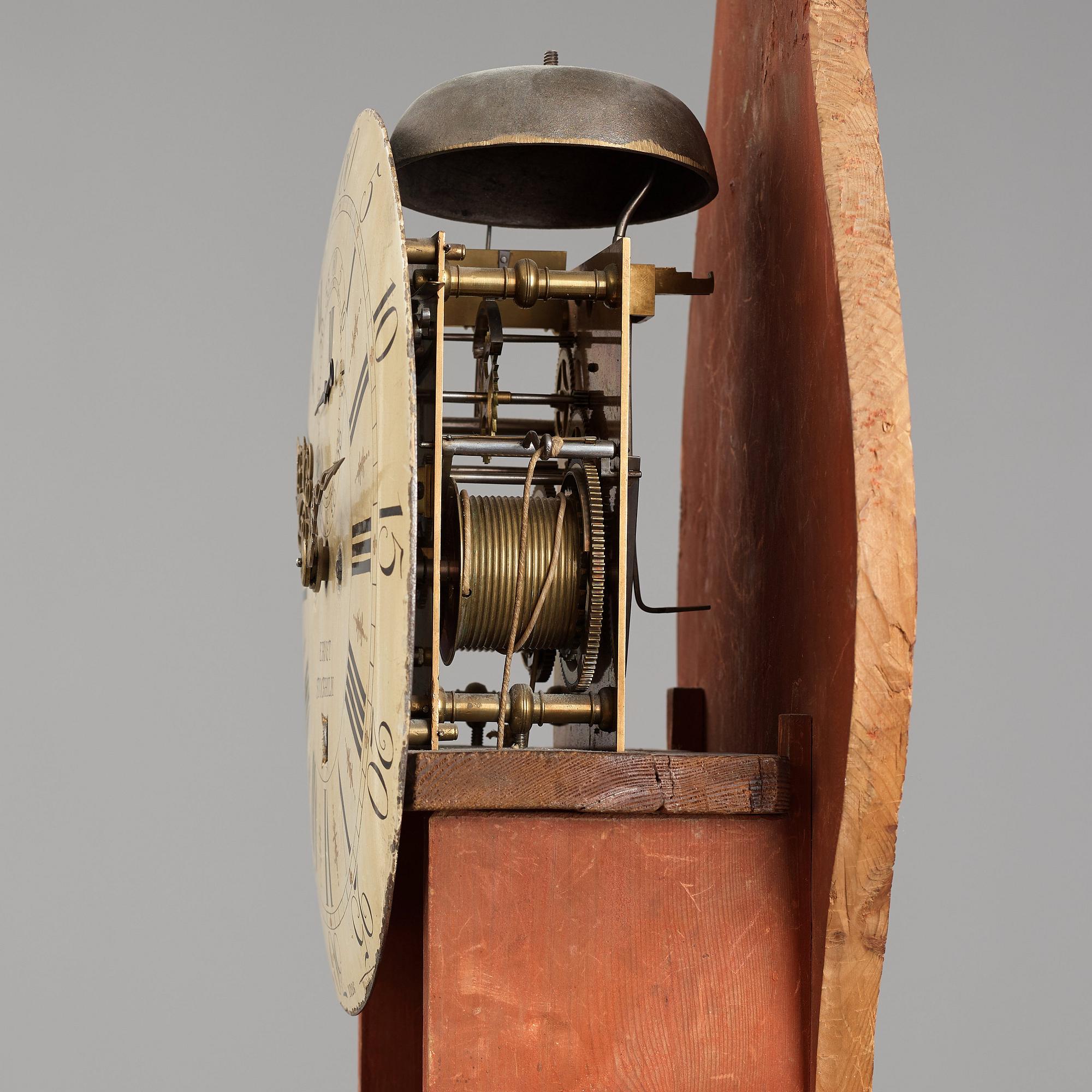 A Gustavian longcase clock by Petter Ernst (active in Stockholm 1753-1784), before 1776.