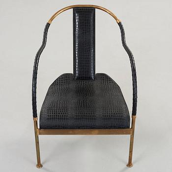 Mats Theselius, an 'El Rey' brass and leather easy chair, Källemo, Sweden.