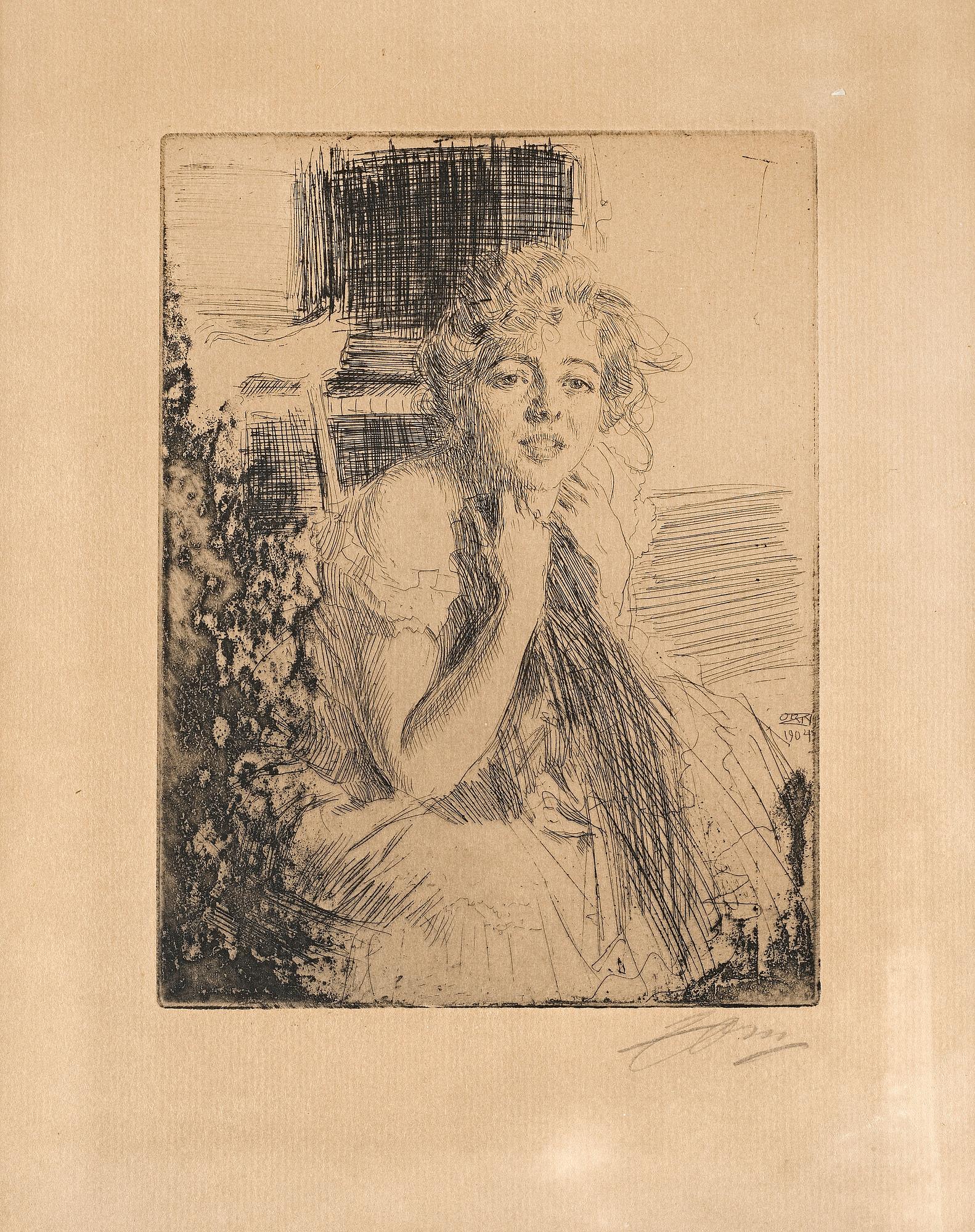 ANDERS ZORN, etsning. Signerad med blyerts.
