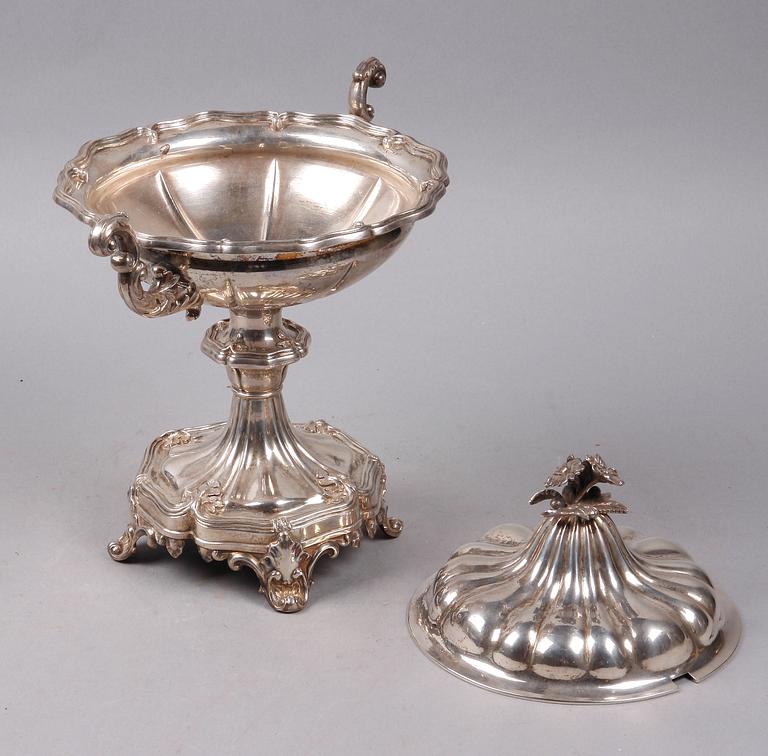 SOCKERSKÅL, silver, nyrokoko, Fredrik & Wilhelm Zethelius Stockholm 1845.