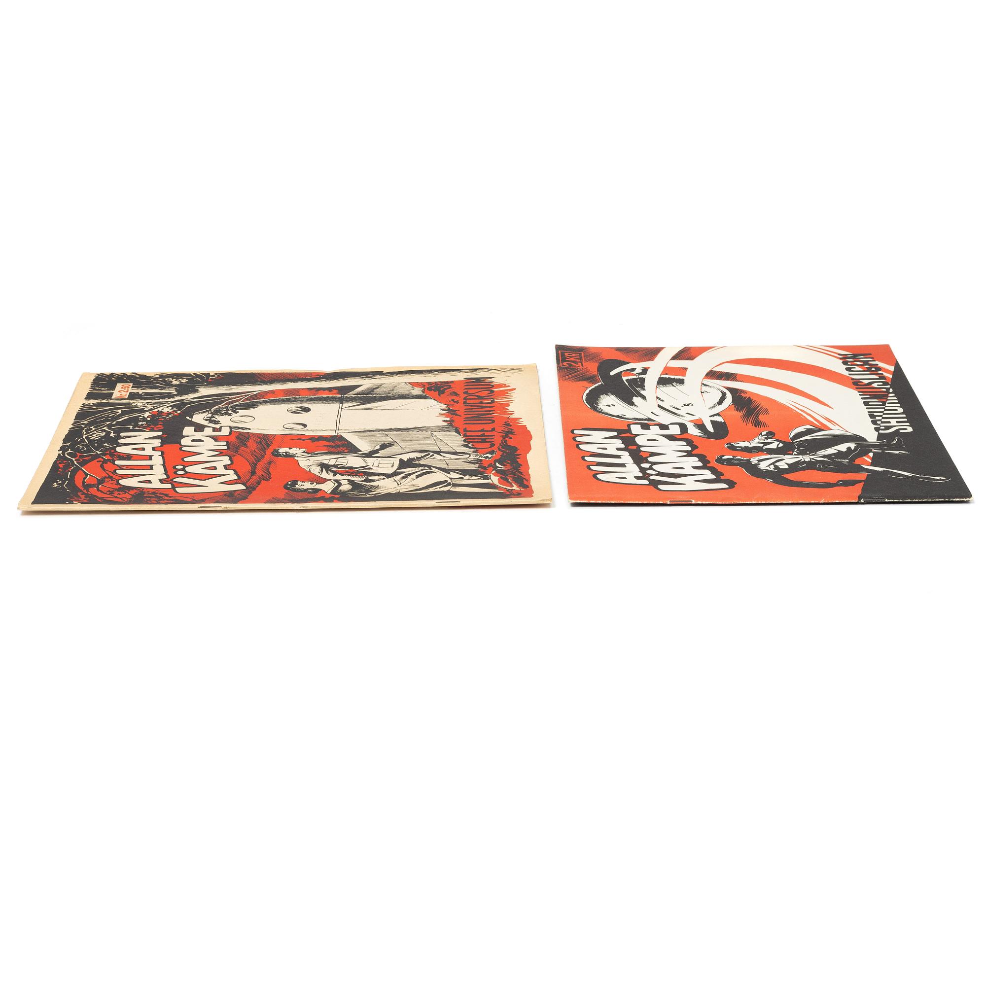 Serietidningar, 2 st, Allan Kämpe, "Saturnusligan" & "Café Universum", 1950.