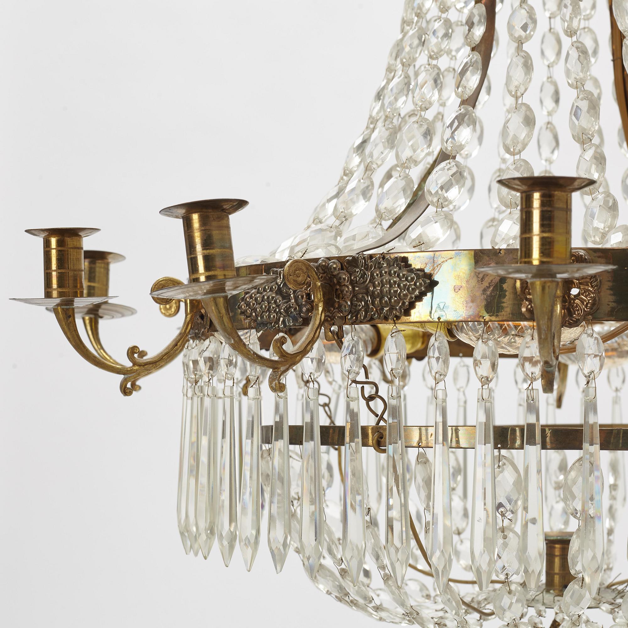 Ljuskrona, för tretton ljus, Senempire, 1830/40-tal.