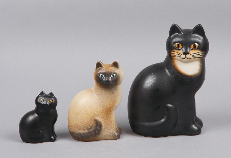 FIGURINER, 3 st, stengods, Lisa Larson, Gustavsberg.