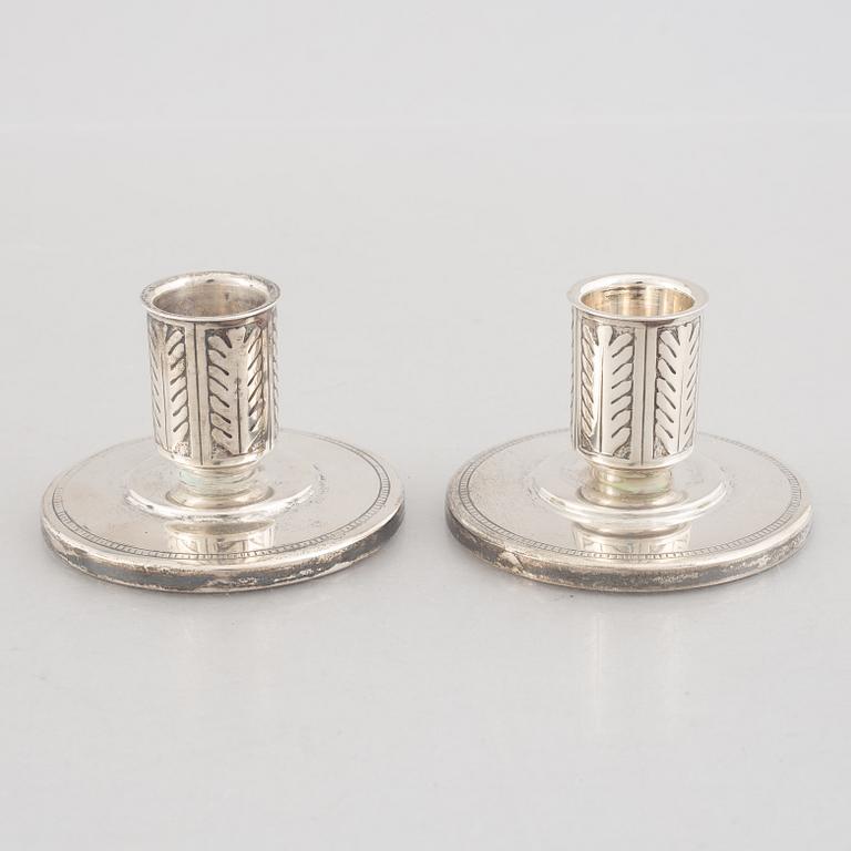 A pair of silver candlesticks, marks of W.A. Bolin, Stockholm, Sweden 1941.