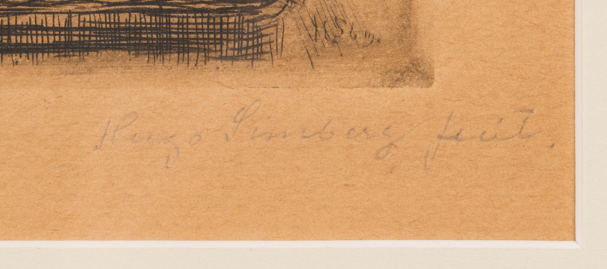 Hugo Simberg, viivasyövytys ja kuivaneula, laattasigneerattu ja signeerattu fecit lyijykynällä.