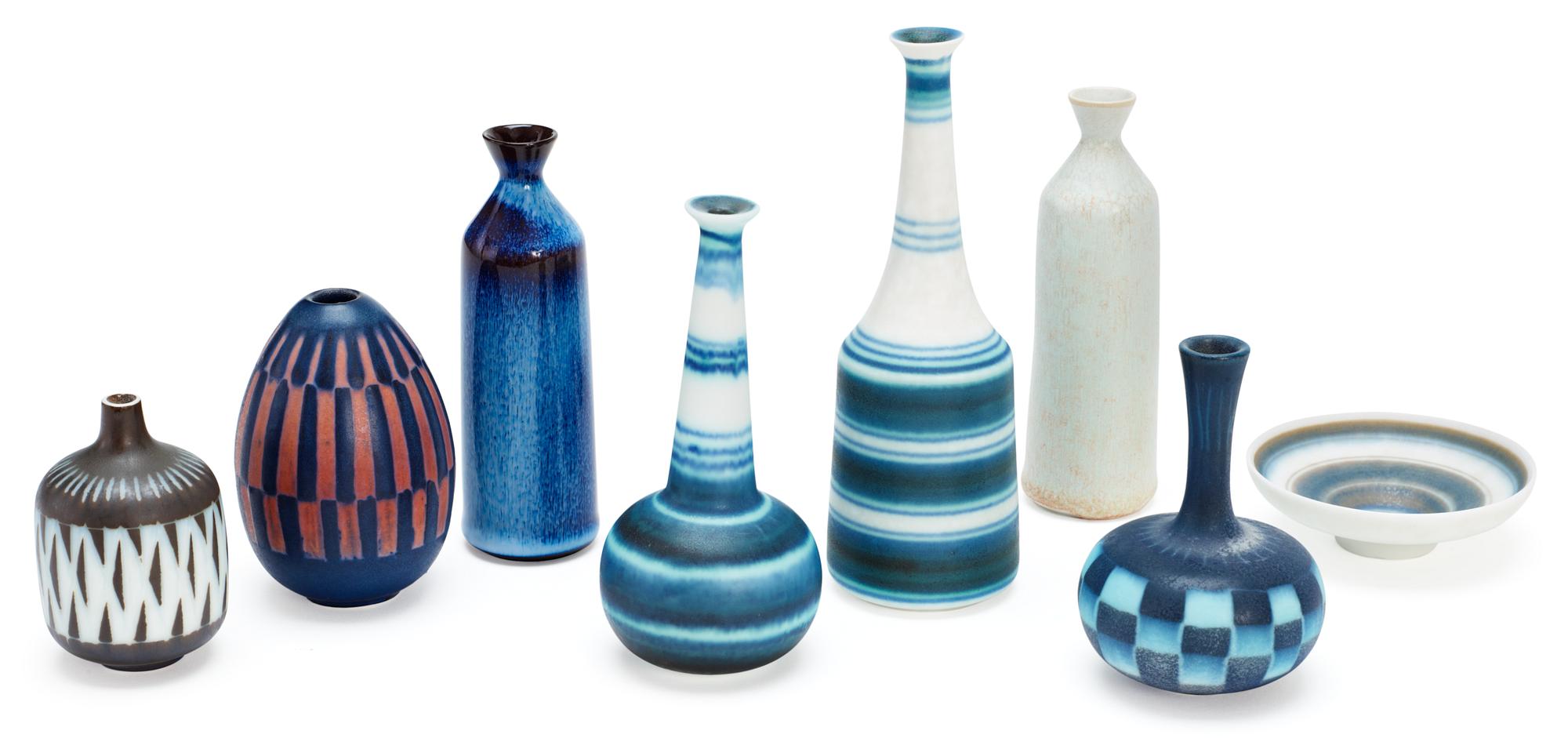 A set of eight Gunnar Nylund stoneware miniatures, Rörstrand.