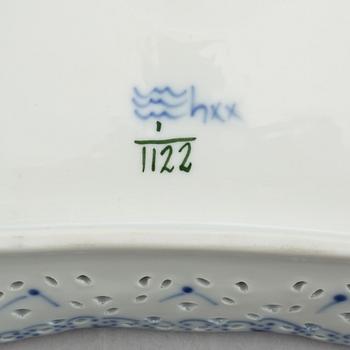 A 'Blue Fluted Full Lace'/'Musselmalet' porcelain dish, Royal Copenhagen, model 1122, 1965.