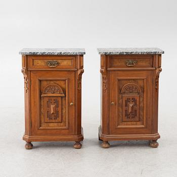 Bedside tables/cabinets, a pair, Neo-Renaissance, late 19th century.