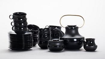 TESERVIS, porslin, 15 delar,  "Porcelaine Noire" Taipo Wirkkala för Rosenthal.