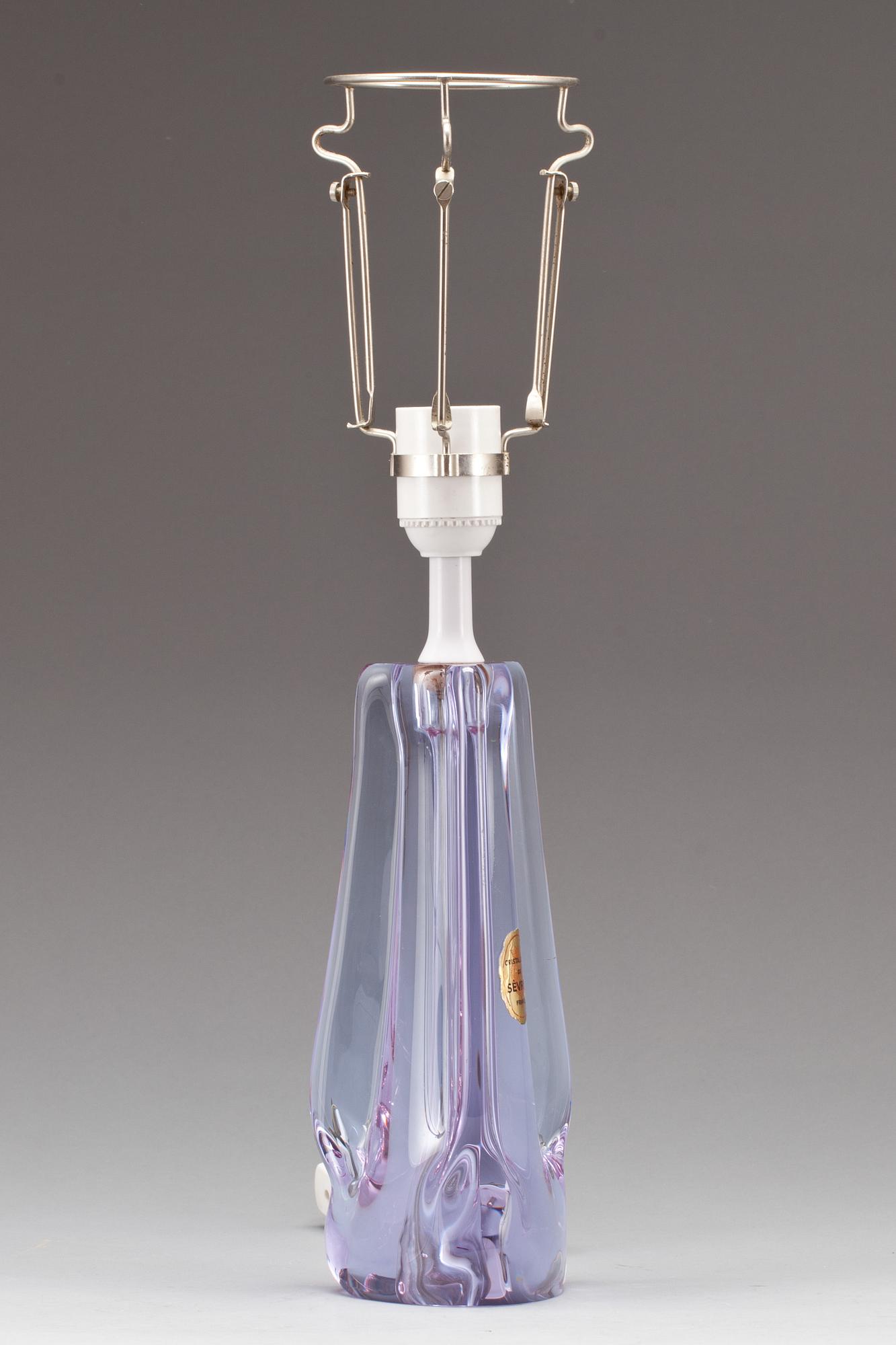 BORDSLAMPA, glas, Sevres, 1900-tal.