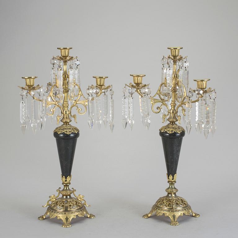 KANDELABRAR, ett par, Oscarianska, 1800-talets slut.