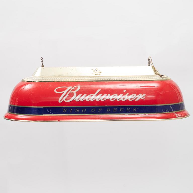 Ceiling lamp, marked Budweiser, late 20th century.