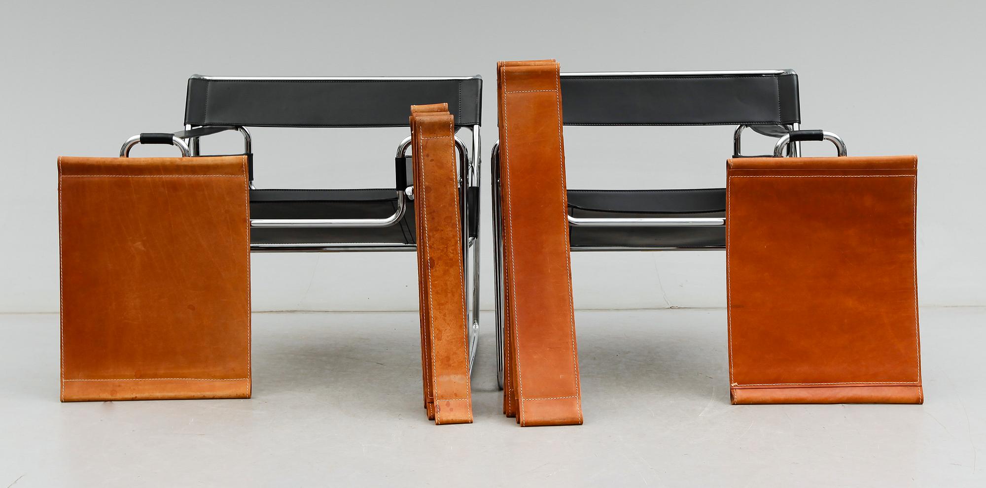 FÅTÖLJER, ett par,"Wassily", efter Marcel Breuer, 1900-talets andra hälft.