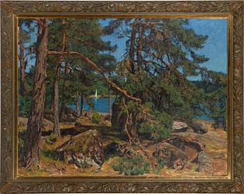 Gottfrid Kallstenius, Sommarlandskap med segelbåt.