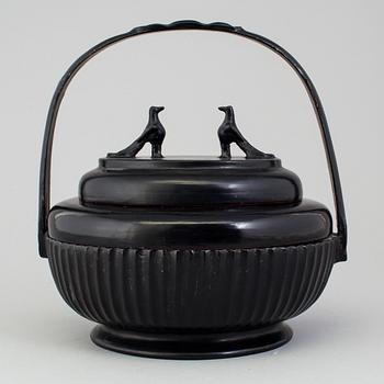 A 21st century Burmese Lacquer Basket with Handle.